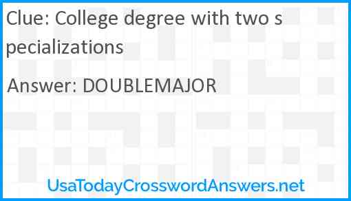 College degree with two specializations Answer