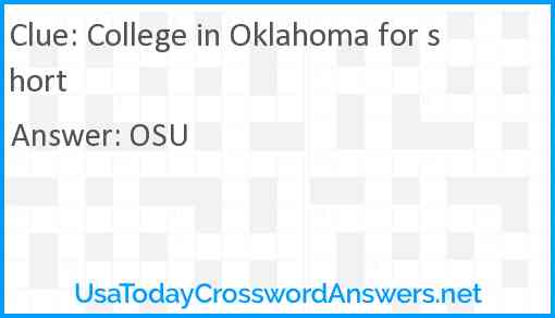 College in Oklahoma for short Answer