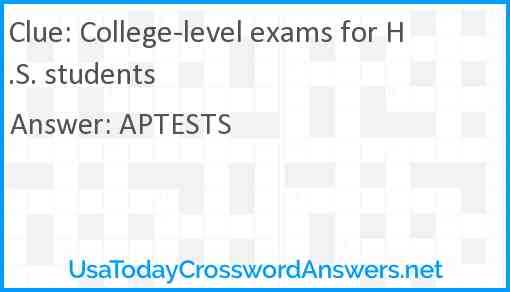 College-level exams for H.S. students Answer