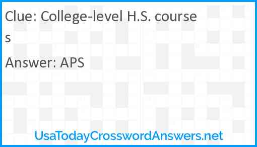 College-level H.S. courses Answer