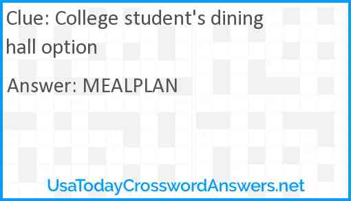 College student's dining hall option Answer