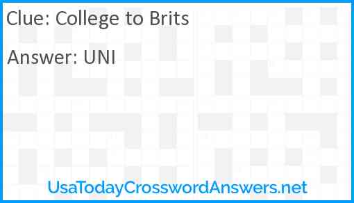 College to Brits Answer