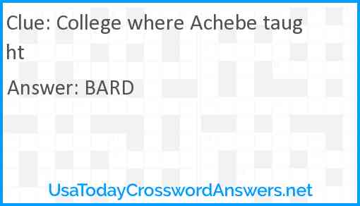 College where Achebe taught Answer