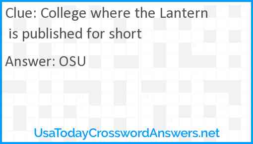 College where the Lantern is published for short Answer