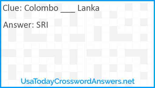 Colombo ___ Lanka Answer