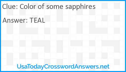 Color of some sapphires Answer