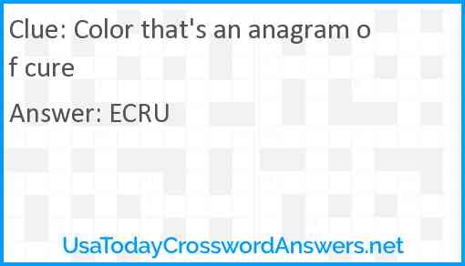 Color that's an anagram of cure Answer