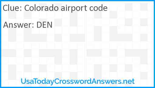 Colorado airport code Answer