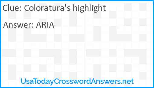 Coloratura's highlight Answer