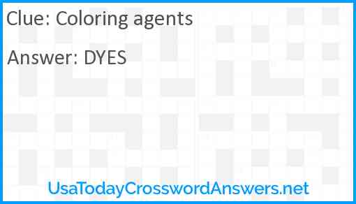 Coloring agents Answer