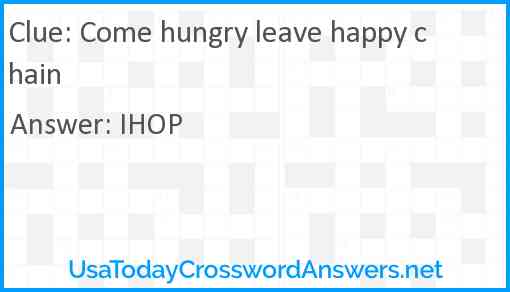 Come hungry leave happy chain Answer