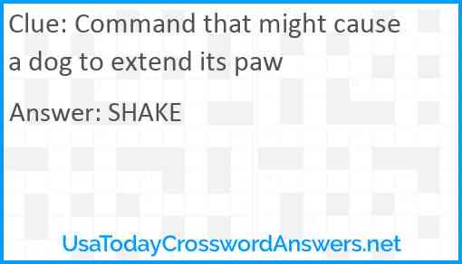 Command that might cause a dog to extend its paw Answer