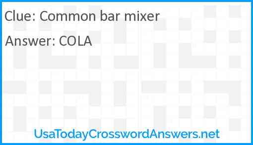 Common bar mixer Answer