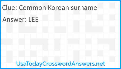 Common Korean surname Answer