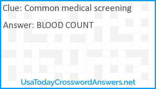 Common medical screening Answer