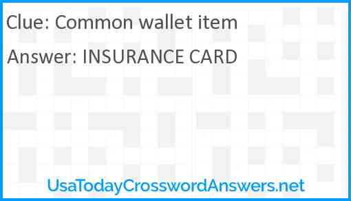 Common wallet item Answer