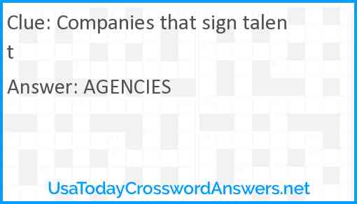 Companies that sign talent Answer