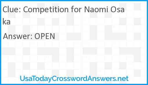 Competition for Naomi Osaka Answer