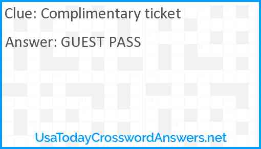 Complimentary ticket Answer
