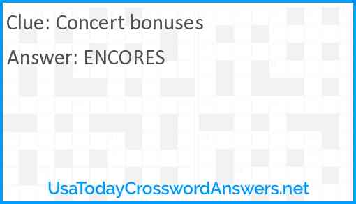 Concert bonuses Answer