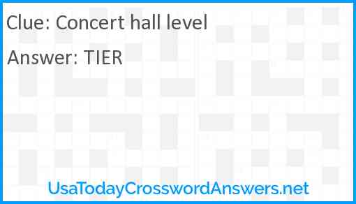 Concert hall level Answer