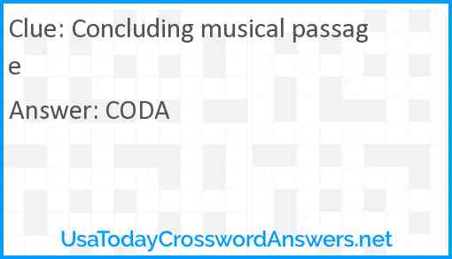 Concluding musical passage Answer
