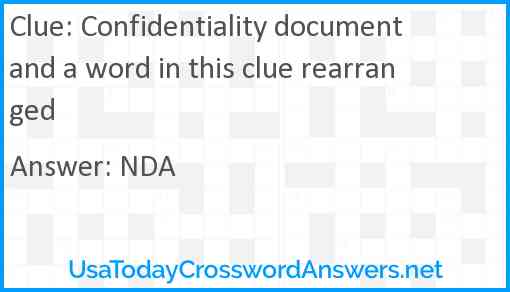 Confidentiality document and a word in this clue rearranged Answer