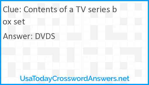 Contents of a TV series box set Answer