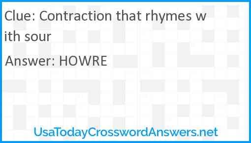 Contraction that rhymes with sour Answer