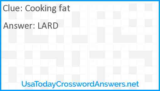 Cooking fat Answer