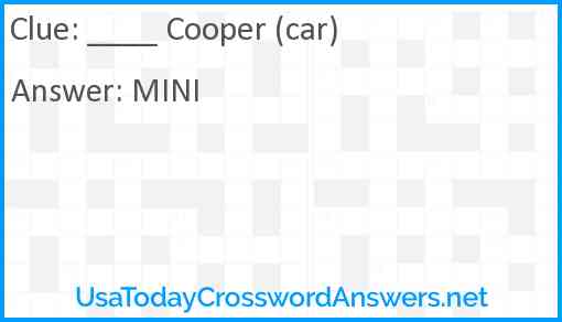 ____ Cooper (car) Answer