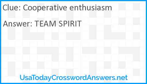 Cooperative enthusiasm Answer