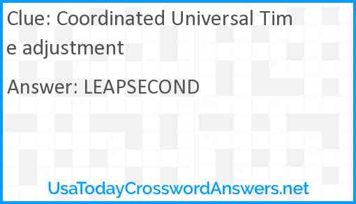 Coordinated Universal Time adjustment Answer