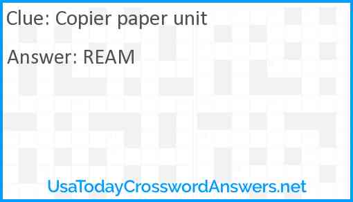 Copier paper unit Answer