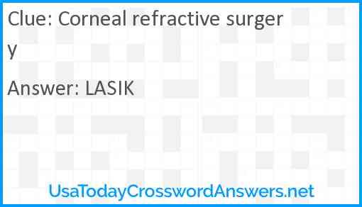 Corneal refractive surgery Answer