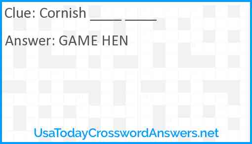 Cornish ____ ____ Answer