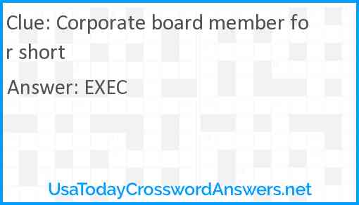 Corporate board member for short Answer