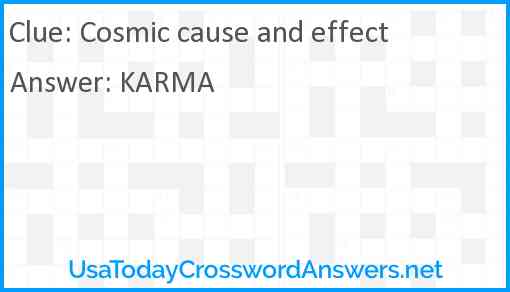 Cosmic cause and effect Answer