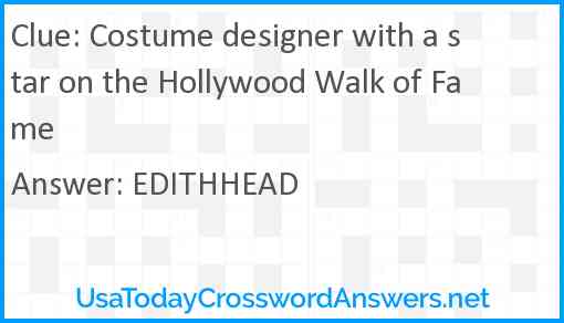 Costume designer with a star on the Hollywood Walk of Fame Answer