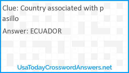 Country associated with pasillo Answer