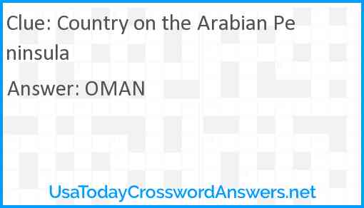 Country on the Arabian Peninsula Answer
