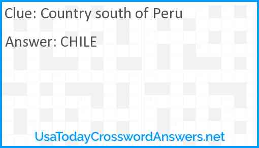 Country south of Peru Answer