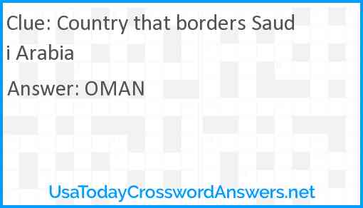 Country that borders Saudi Arabia Answer