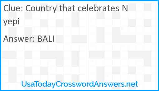 Country that celebrates Nyepi Answer