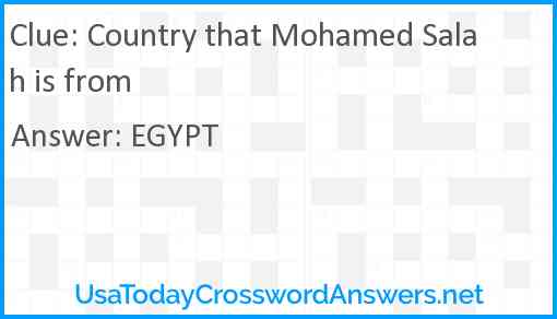 Country that Mohamed Salah is from Answer