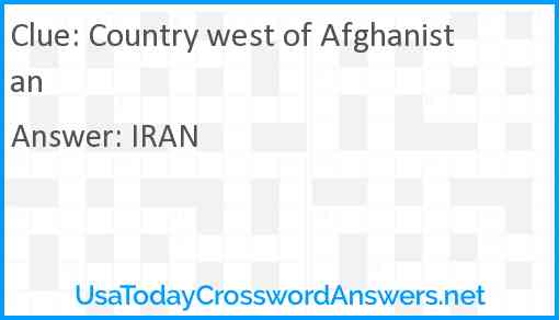Country west of Afghanistan Answer