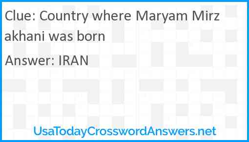 Country where Maryam Mirzakhani was born Answer