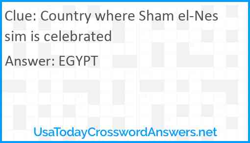 Country where Sham el-Nessim is celebrated Answer