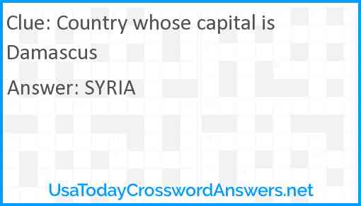 Country whose capital is Damascus Answer