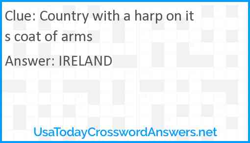 Country with a harp on its coat of arms Answer